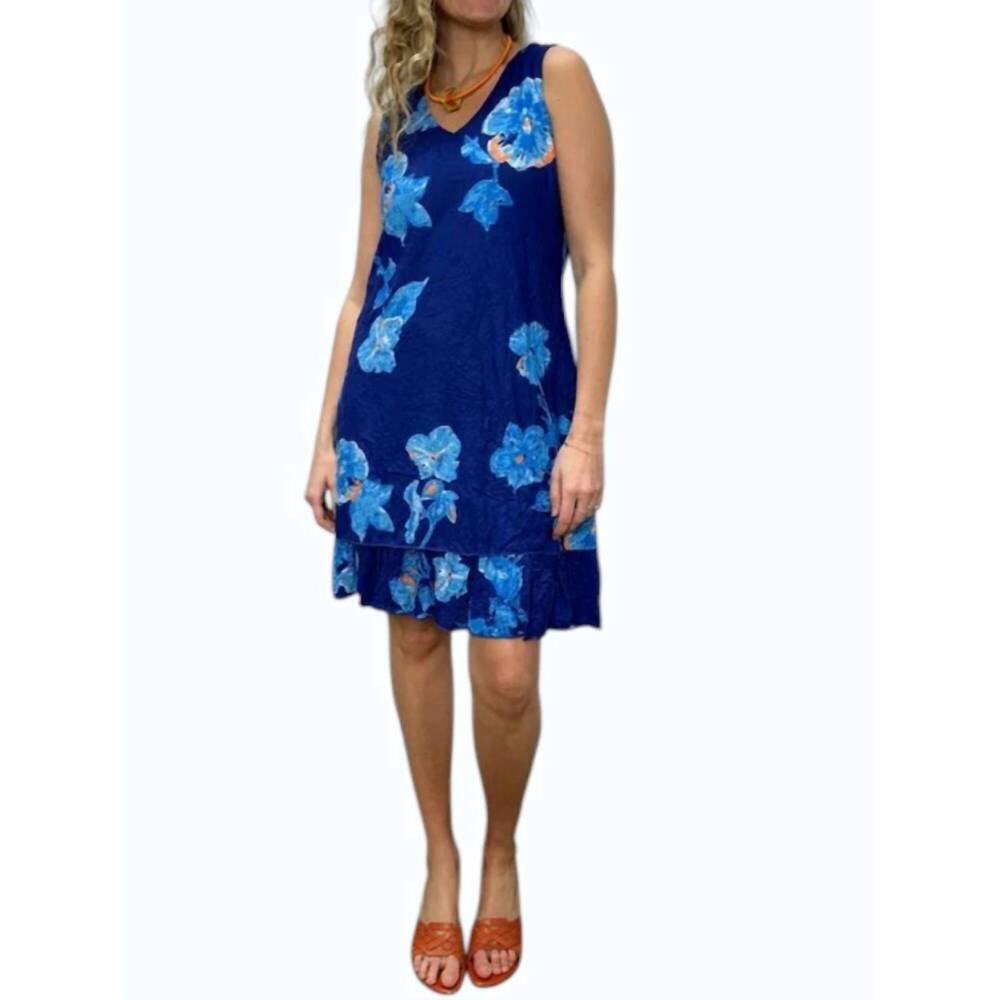 NEW TANGO MANGO ruffle hem dress in royal/orange